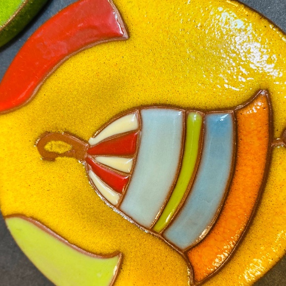 Set Of 3 VINTAGE DEPARTMENT 56 Hand Painted Red Clay Ornaments Retired RARE - Picture 8 of 9